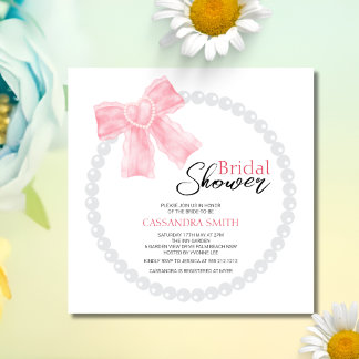 Invitation Fête des mariées perle circulaire blanche Girl Ros