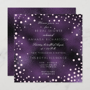 Invitation Fête des mariées Perles Confetti en Verre Violet R
