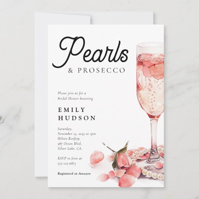 Invitation Fête des mariées Perles et poursuites (Devant)