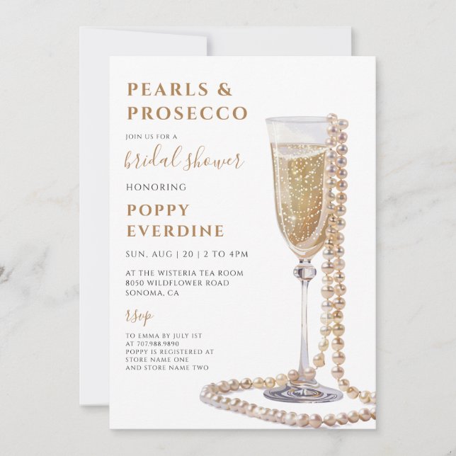 Invitation Fête des mariées Perles et poursuites Brunch (Devant)