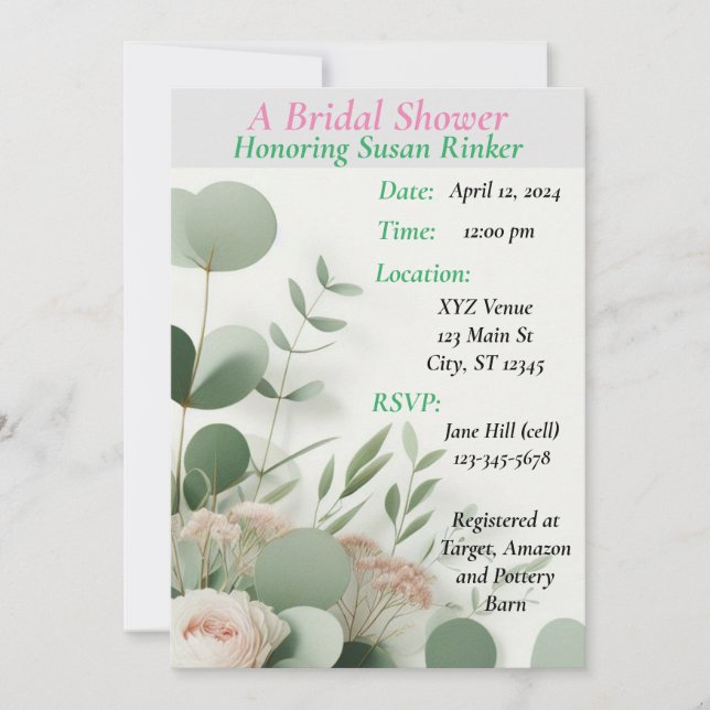 Invitation Fête des mariées personnalisée, Floral (Devant)