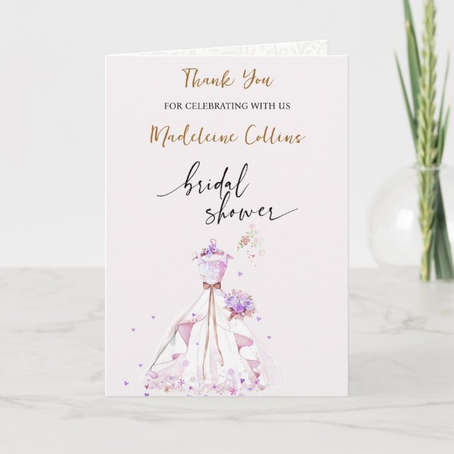 Invitation Fête des mariées personnalisée Mariage robe Merci (Devant)