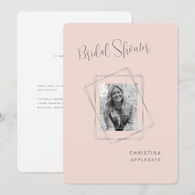 Invitation Fête des mariées photo Blush Bride arrondie (Devant / Derrière)