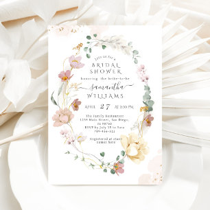 Invitation Fête des mariées photo élégante du Fleur sauvage l
