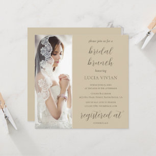 Invitation Fête des mariées photo moderne Sand Green Brunch