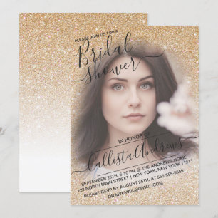 Invitation Fête des mariées photo Parties scintillant or blan