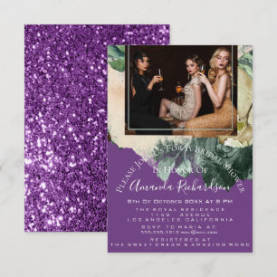 Invitation Fête des mariées Photo Purple Floral Filles d'anni