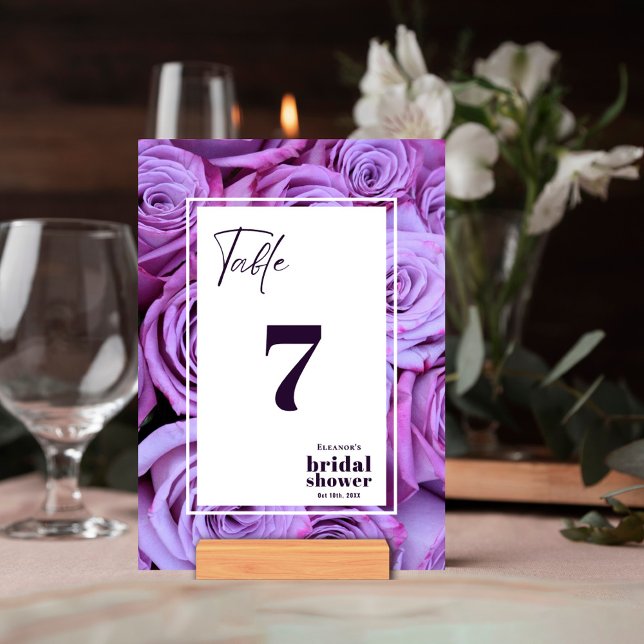 Invitation Fête des mariées photo Rose violette Numéro de la  (Créateur téléchargé)