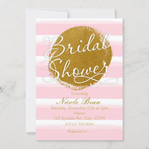 Invitation FÊTE DES MARIÉES Pink Gold Foil Aquarelle Invitati