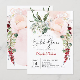 Invitation Fête des mariées PixDezines Blush Watercolor Flowe