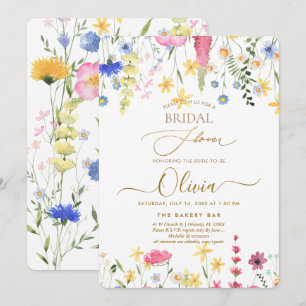 Invitation Fête des mariées PixDezines H2 Delicate Wild Flowe