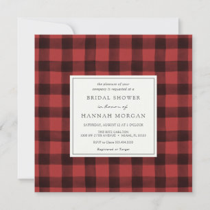 Invitation Fête des mariées Plaid de buffle rouge et noir