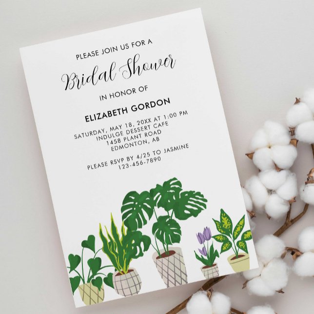 Invitation Fête des mariées Plante en pots Boho Green (Créateur téléchargé)