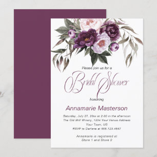 Invitation Fête des mariées Plum Pink Peonies