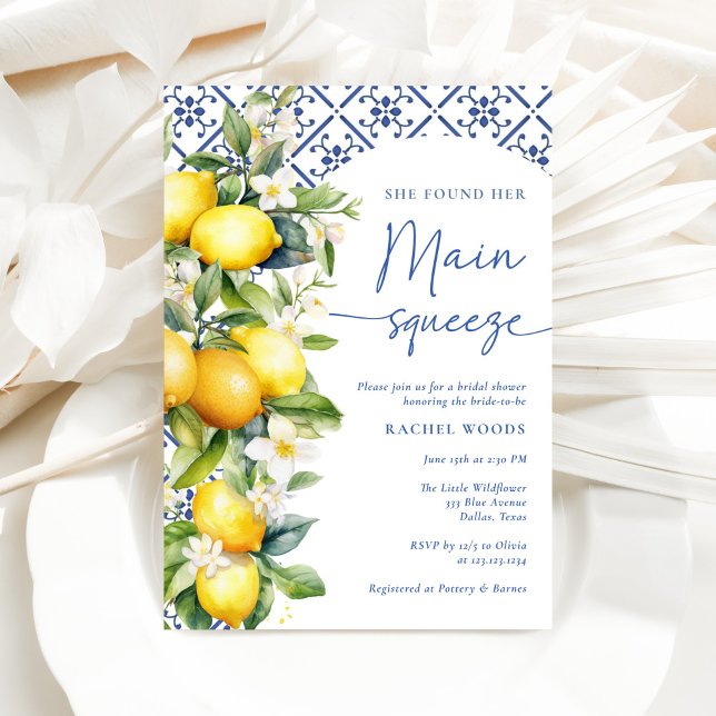 Invitation Fête des mariées principale au citron méditerranée (Créateur téléchargé)