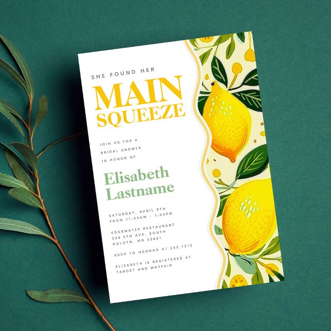 Invitation Fête des mariées principale au citron moderne (Créateur téléchargé)