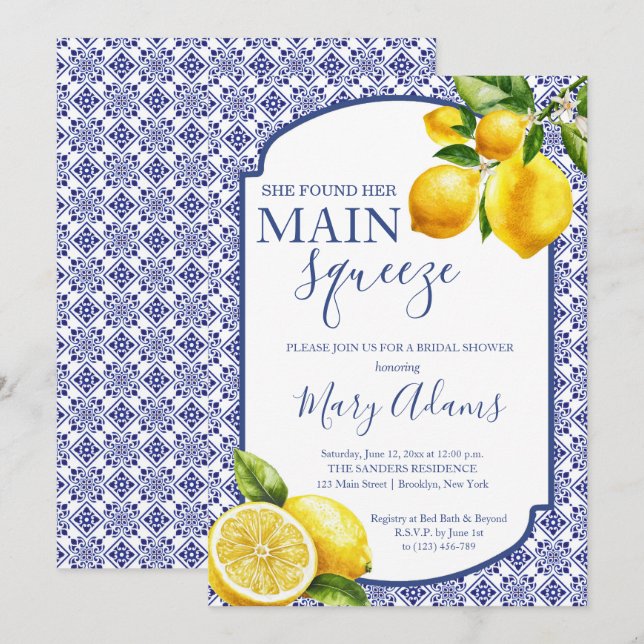 Invitation Fête des mariées principale de Positano méditerran (Devant / Derrière)