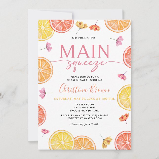 Invitation Fête des mariées principale des agrumes (Devant)