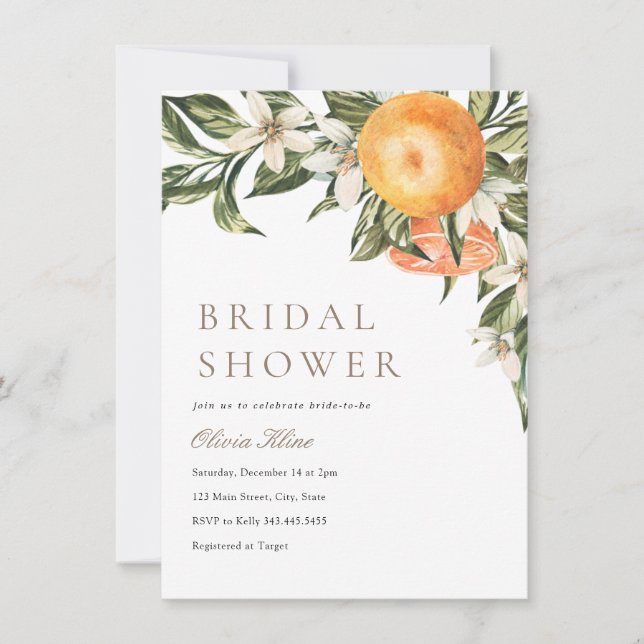 Invitation Fête des mariées principale orange (Devant)