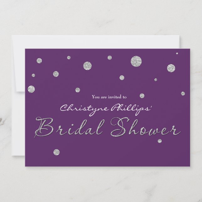 Invitation FÊTE DES MARIÉES Purple & Silver Parties scintilla (Devant)