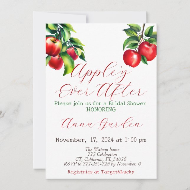 Invitation Fête des mariées Red Apple (Devant)