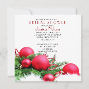 Invitation Fête des mariées Red Christmas Balls