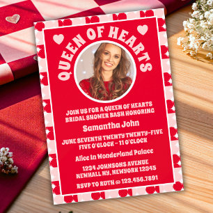 Invitation Fête des mariées Retro Queen Of Hearts Photo