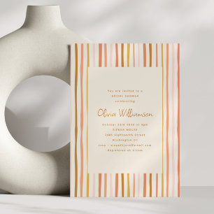 Invitation Fête des mariées Retro Wavy Stripes Mustard Blush