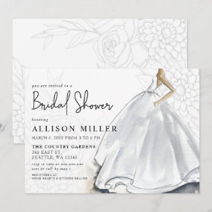 Invitation Fête des mariées Robe Mariage blanche rustique