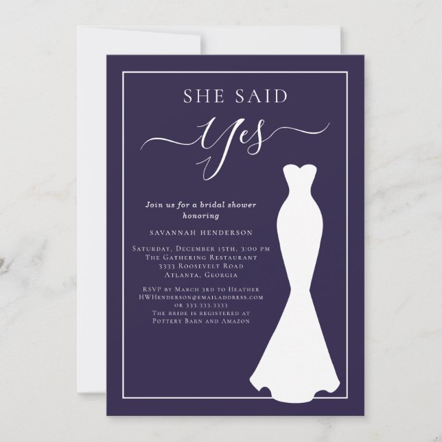 Invitation Fête des mariées Robe Mariage Fleur sauvage violet (Devant)