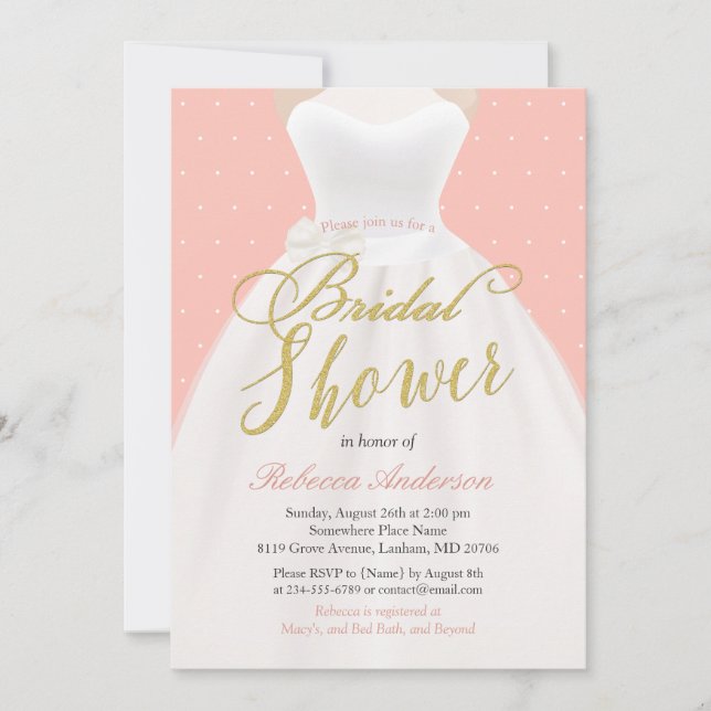 Invitation Fête des mariées Robe Mariage rose-blanc (Devant)