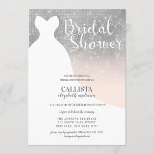 Invitation Fête des mariées Robe Parties scintillant rose vif
