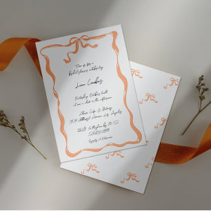 Invitation Fête des mariées romantique à la main en ruban à l