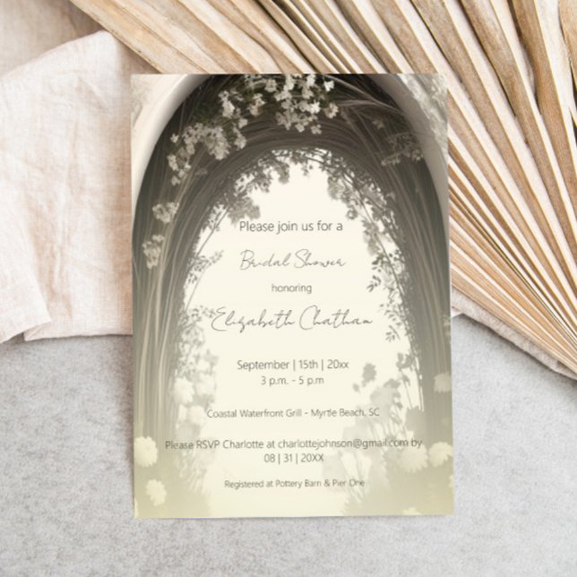 Invitation Fête des mariées romantique Boho Botanique Arc (Romantic Boho Botanical Arch Bridal Shower Invitation)