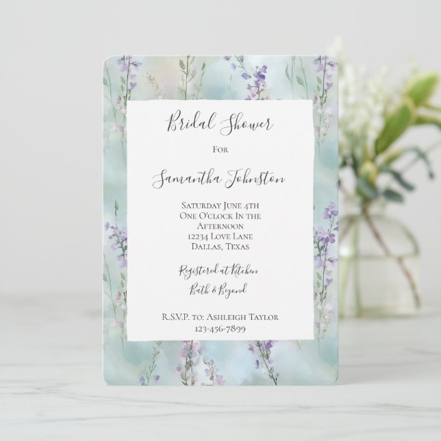 Invitation Fête des mariées romantique de jolies fleurs de la (Debout devant)