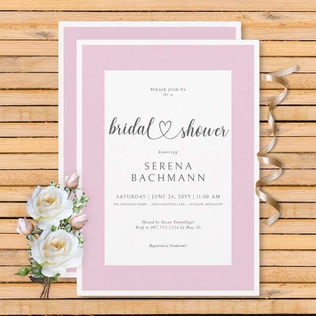 Invitation Fête des mariées romantique moderne rose et blanc (Modern Romantic Pink & White Bridal Shower Invitation)