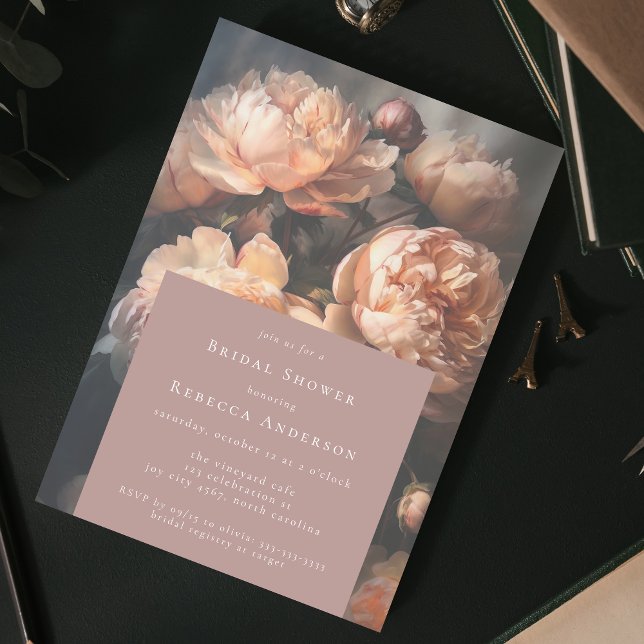 Invitation Fête des mariées romantique Pastel Peony Florals (Créateur téléchargé)
