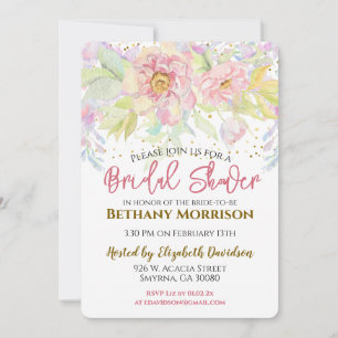 Invitation Fête des mariées rose aquarelle