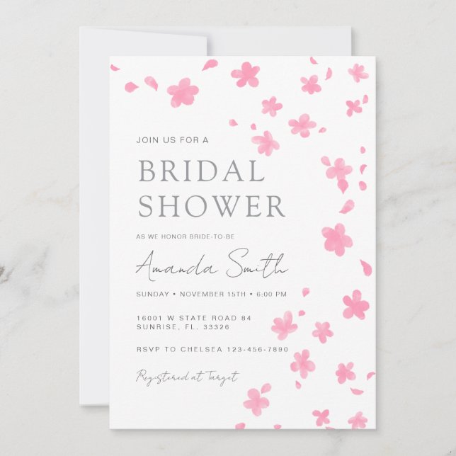 Invitation Fête des mariées rose cerisier (Devant)