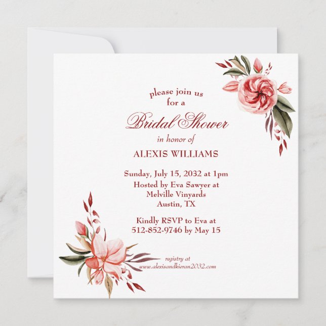 Invitation Fête des mariées Rose Coral & Blush (Devant)