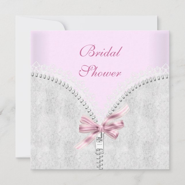 Invitation Fête des mariées rose Corset dentelle blanche (Devant)