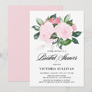 Invitation Fête des mariées Rose d'aquarelle rose doux