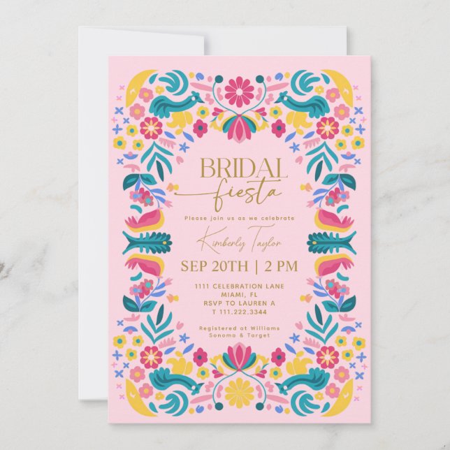Invitation Fête des mariées rose de la fête de la mariée mexi (Devant)