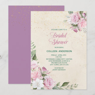 Invitation Fête des mariées Rose de lavande rose