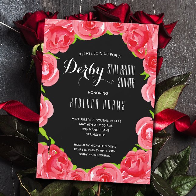 Invitation Fête des mariées Rose derby Aquarelle (Créateur téléchargé)