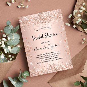 Invitation Fête des mariées rose en or confetti