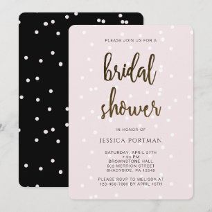 Invitation Fête des mariées rose et noir avec jolie Confetti