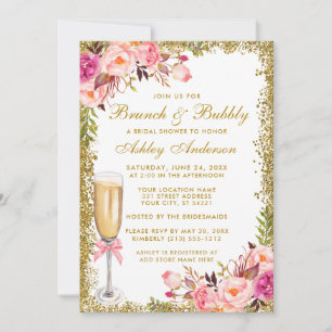 Invitation Fête des mariées rose Floral Brunch Parties scinti