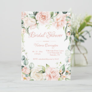 Invitation Fête des mariées rose florale élégante
