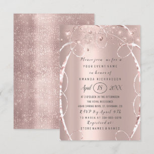 Invitation Fête des mariées Rose Gold Confetti Sweet 16e